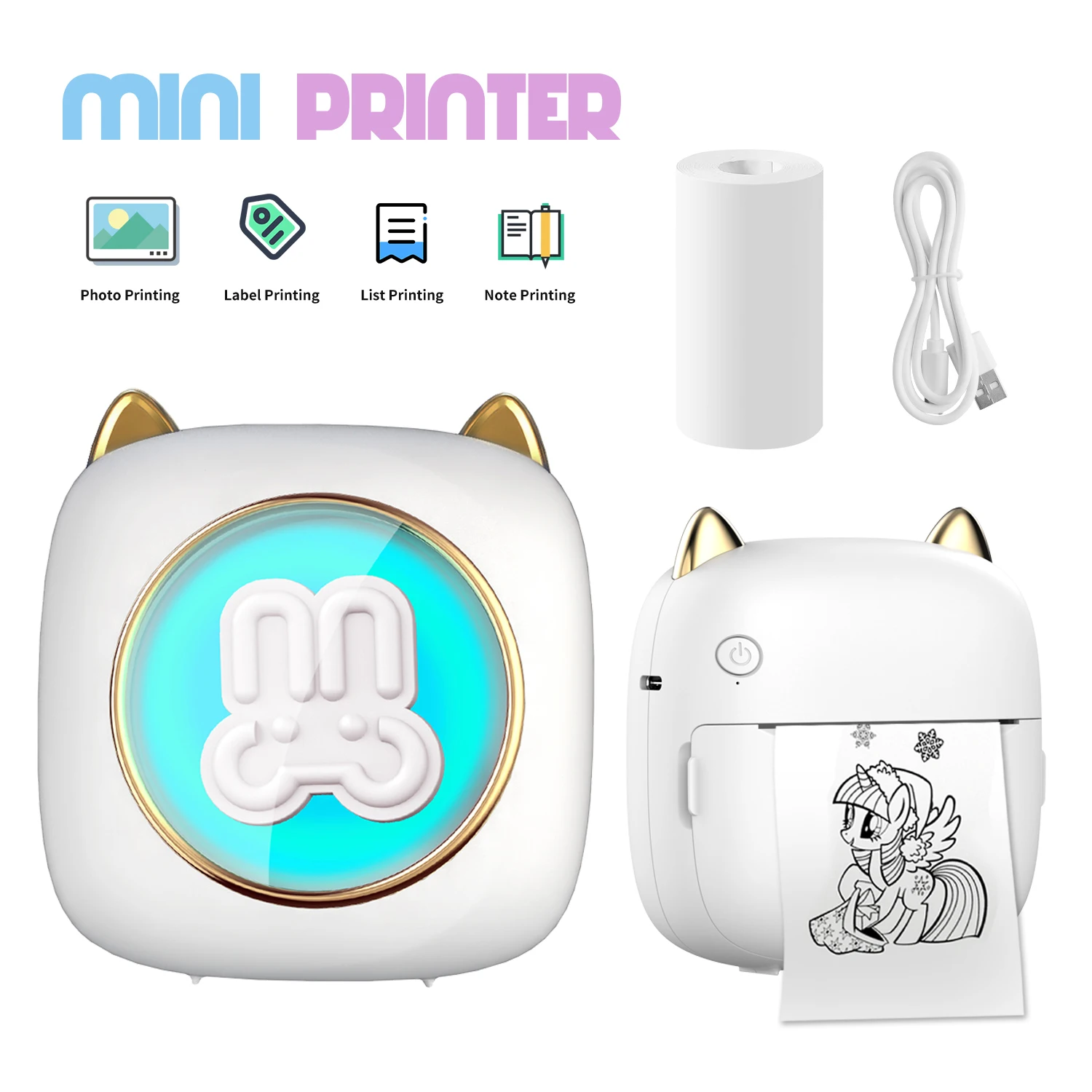 

Mini Thermal Printer Wireless Bluetooth Mobile Photo Inkless Printer Text Notes Label Drawing Portable Printer for Android iOS