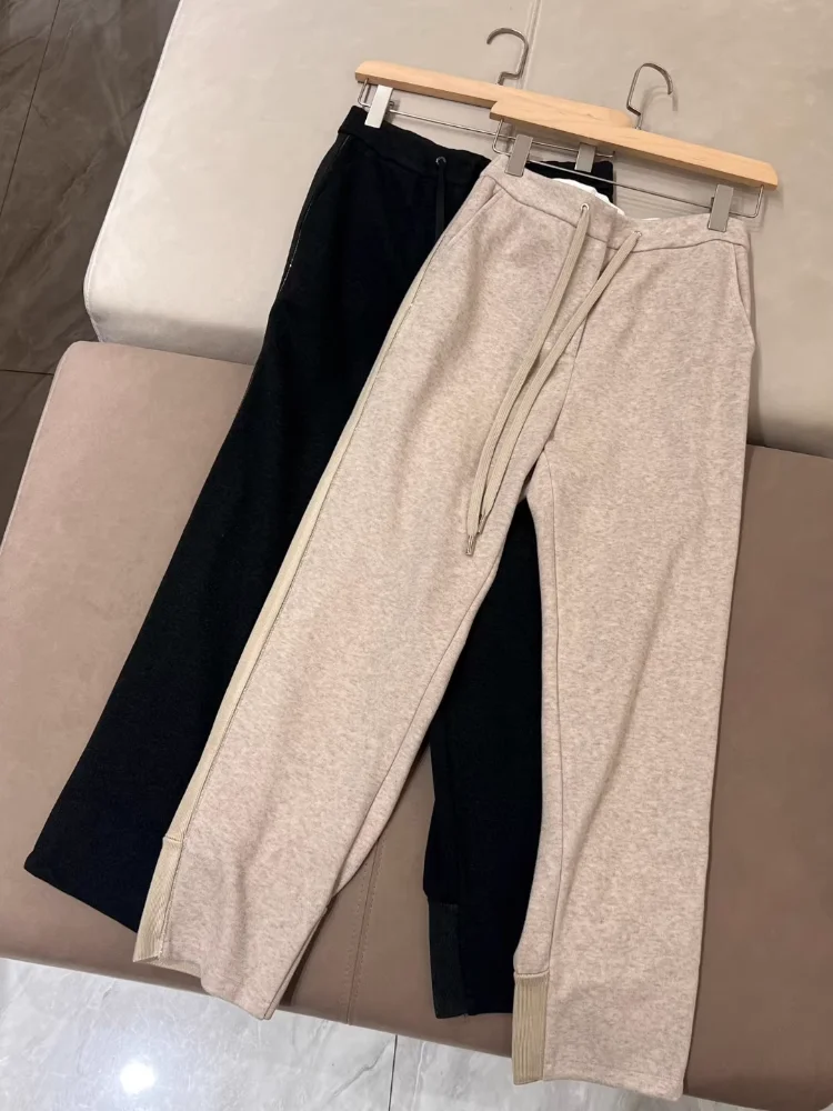 Casual Sporty Style Wool Cotton Jersey Pants