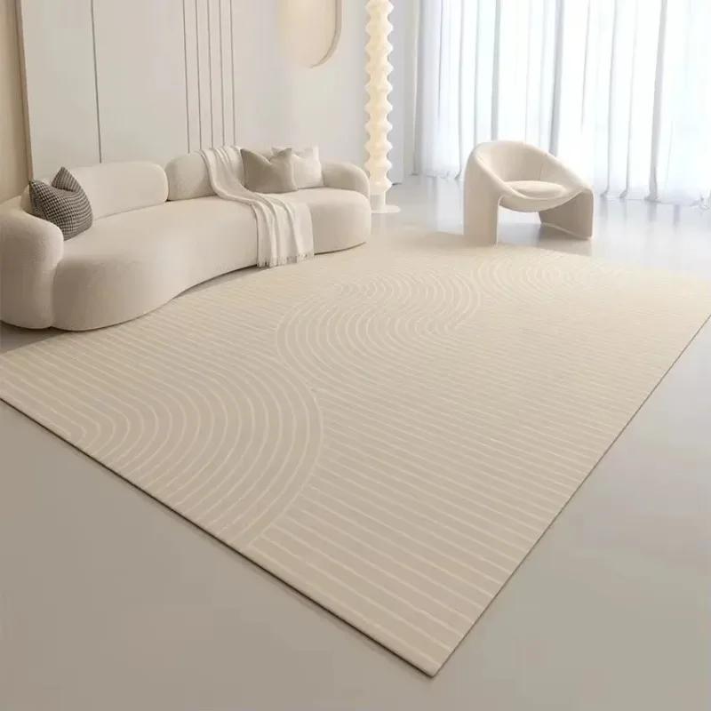 Cream Fleece Full Coverage Rug, Floor Mat for Living Room Coffee Table & Bedroom