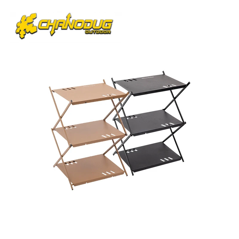 

CHANODUG New Outdoor Camping Rack Portable 2 spliceable Three-tier Rack Easy To Carry Foldable Picnic Travel BBQ Folding Table