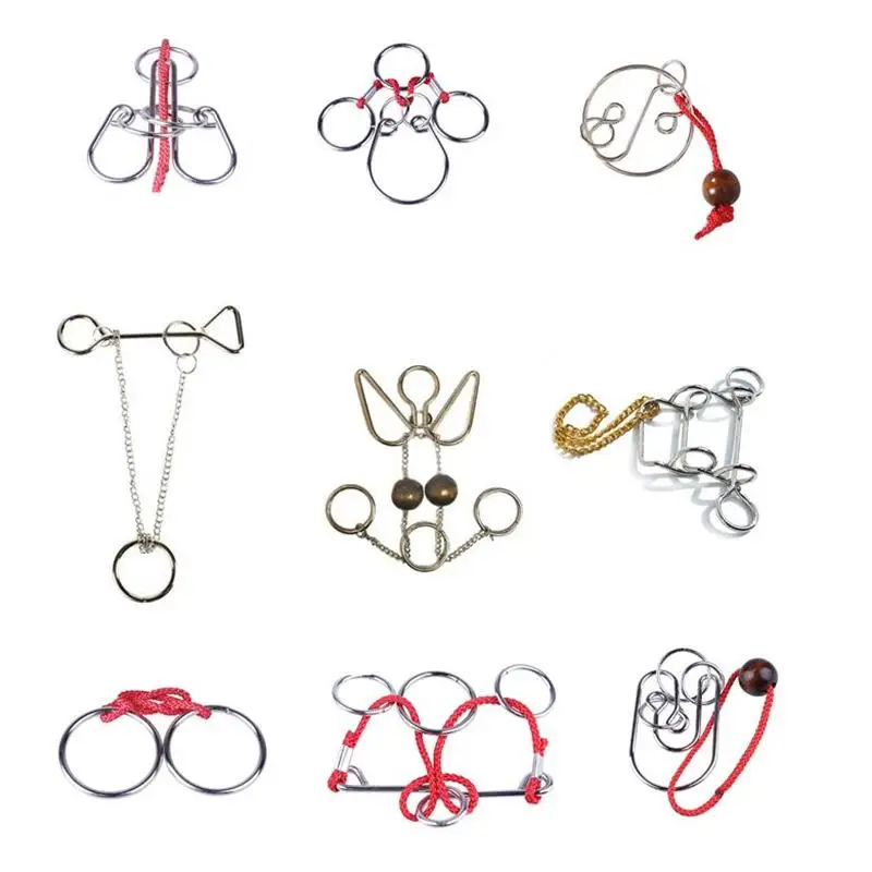 Klasyczna inteligencja Puzzle z drutu metalowego Zaskakująca łamigłówka Magiczne pierścienie Puzzle Gra dla dorosłych dzieci — zdjęcie 2