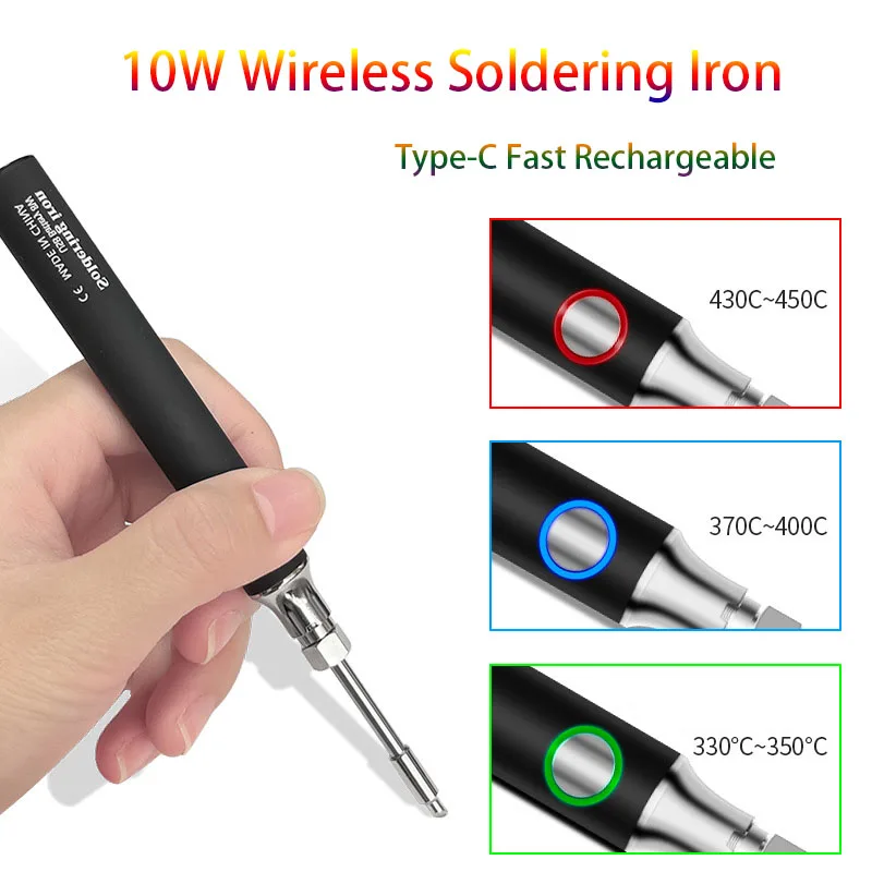 8-10W Wireless Soldering Iron Kit USB Welder TypeC Fast Rechargeable Battery Welding Machine Portable Electronic Repair DYI Tool