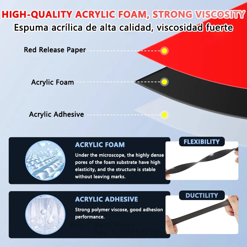 شريط لاصق مزدوج الجوانب 3 أمتار قوي للغاية سمك 0.8 مم لزوجة عالية خاص للسيارات تثبيت بدون بقايا سهل الإزالة مثالي للديكور الإصلاح إكسسوارات السيارات المنزل المكتب متين مقاوم عملي لجميع الاستخدامات