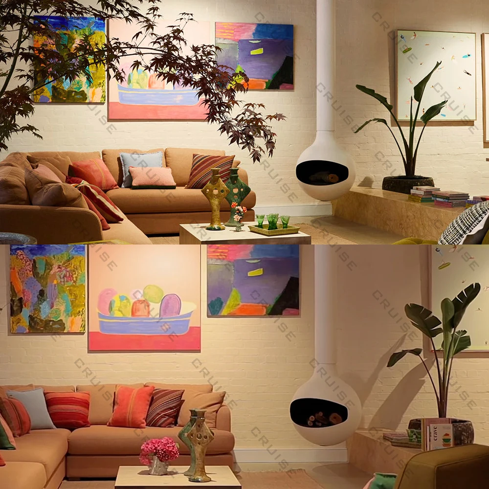 كروز صديقة للبيئة الحديثة فيلا تصميم السقف شنت محاكاة لهب 700 مللي متر ثلاثية الأبعاد التفتيت معلقة الموقد #3