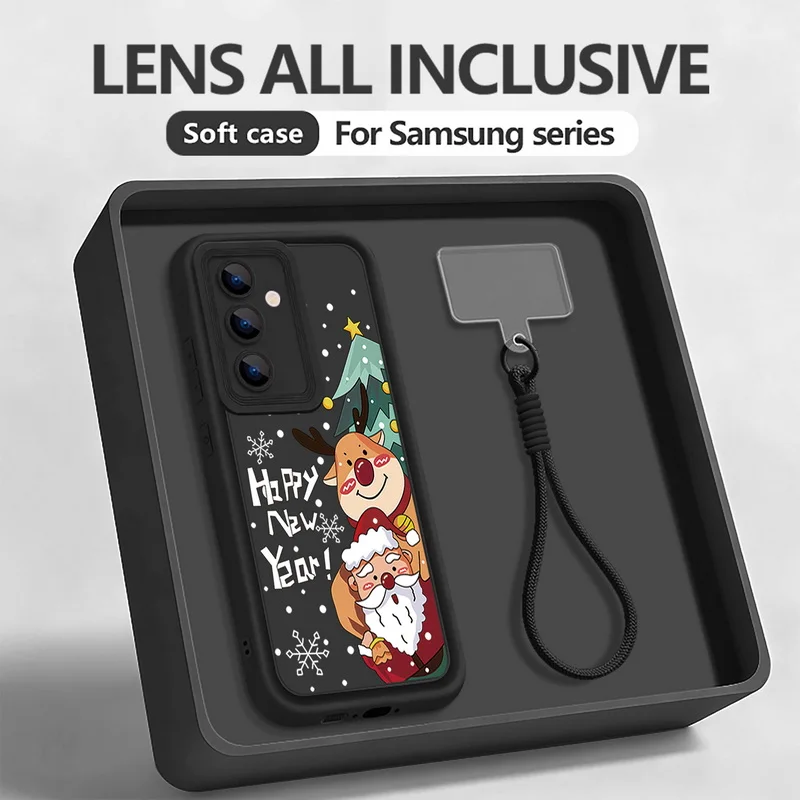 إِلْكَة عيد الميلاد سانتا كلوز الحبل حقيبة لهاتف سامسونج S25 Edge S24 Ultra S23 S22 S21 FE A17 A54 A15 A35 A55 A16 A26 A36 A56 5G كابا