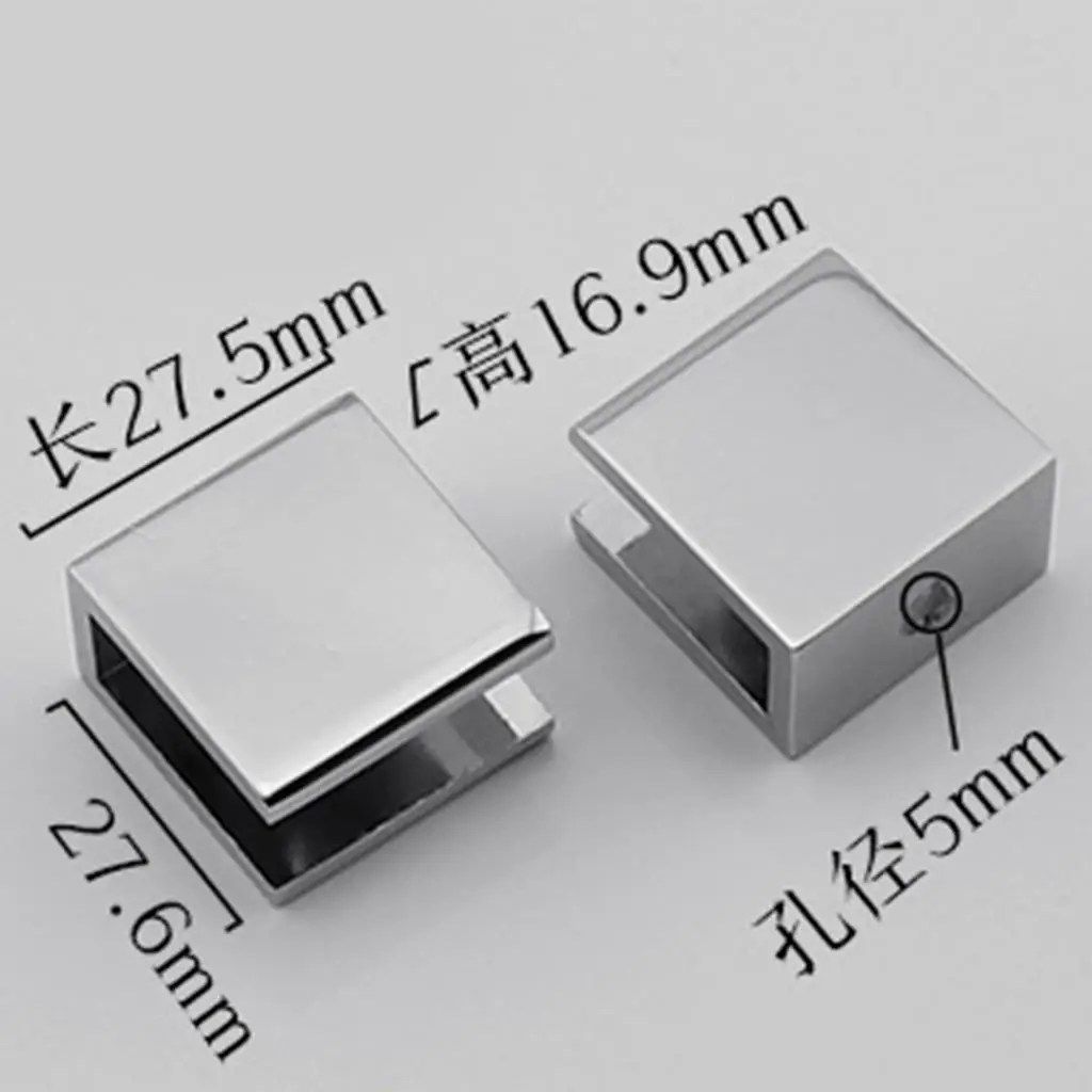 Zinc Alloy Adjustable Glass Holder Heavy Duty Flat Base Clamp for Garden Divider and Bathroom Partition