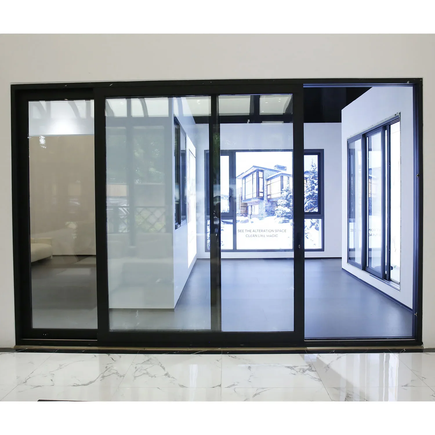 Sixinalu Custom Color and Size Modern Sleek Minimalist Project Modern Aluminum Alloy Profile Hallway Door Steel Sliding Door