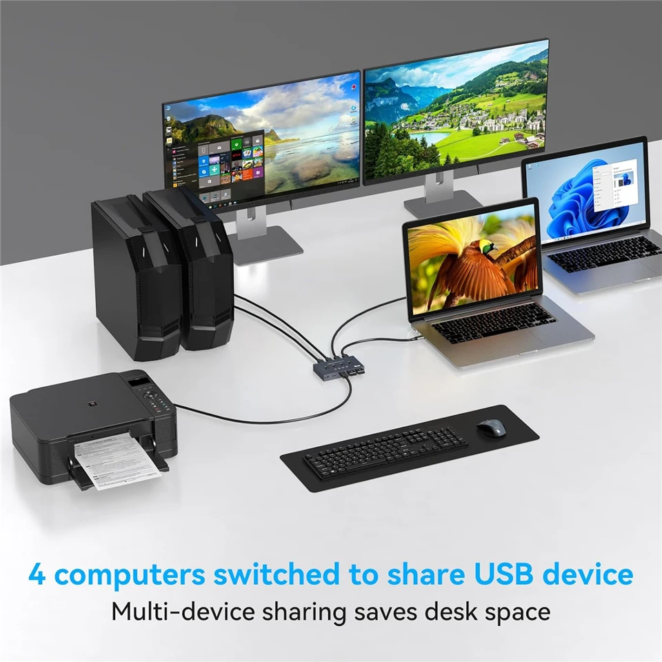 Navceker 10 Gbit/s 4 Eingänge 4 Ausgänge USB-Switch-Wahlschalter 4x4 KVM-Switcher 3.2 Hub 2 PC 4 Hosts Teilen Sie 4 USB-Geräte für Tastaturdrucker