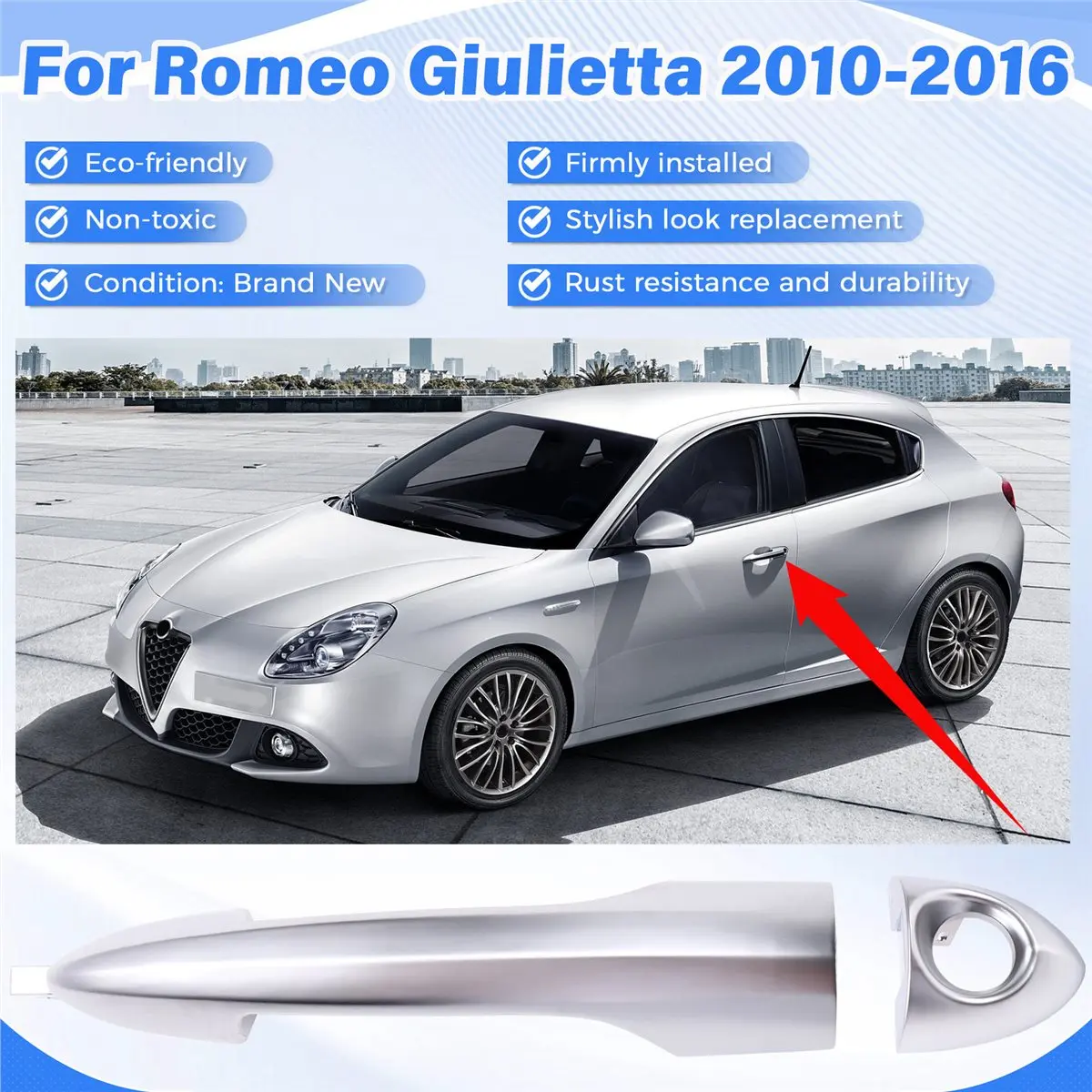 #74E (Silver Gray)156099955 Car Door External Handle Left With holes,Automotive Parts & Accessories