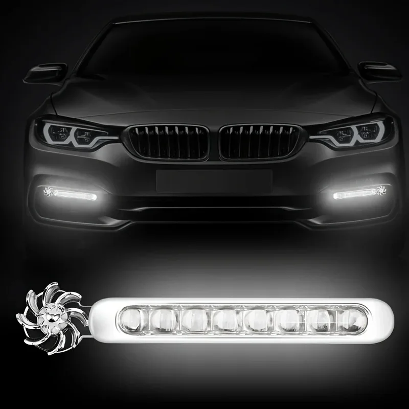 2 stücke Wind Powered Auto LED Tagfahrlicht Hilfs Beleuchtung Rotation Fan Lampe Automobil Tag Zeit Scheinwerfer Dekorative
