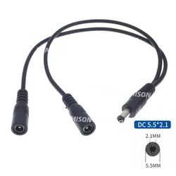 Cable divisor de POTENCIA DE CC 12V, adaptador de fuente de alimentación de núcleo de cobre, 5,5mm x 2,1mm, 1 macho a 2 hembra, Cable de carga