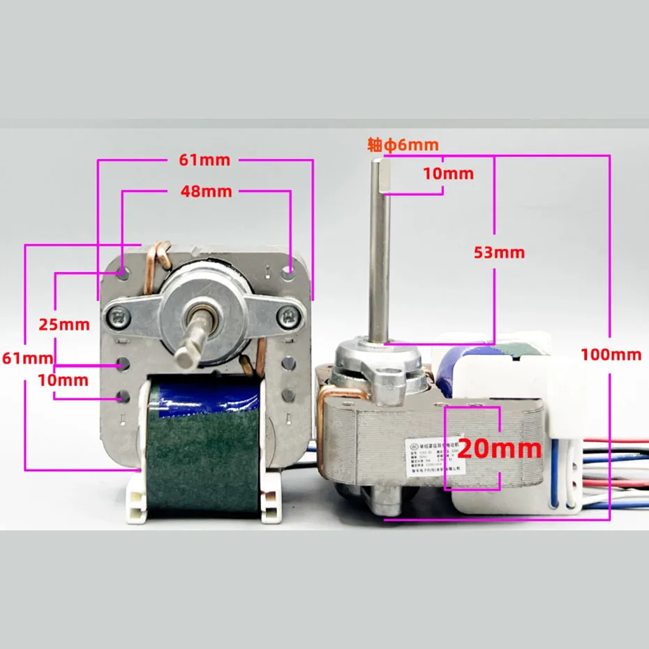YJ61/20/16 غطاء مروحة دوران الهواء القطب محرك غير متزامن ملحقات مروحة صغيرة محرك 220 فولت محرك نحاسي نقي