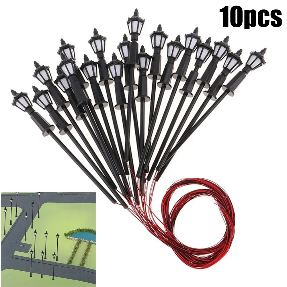 10pcs הוביל מנורת רחוב diy הוביל מודל h0 tt 00 3v גן קישוט תאורה תאורה פלסטיק שולחן חול תומך נוף