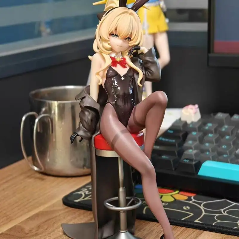 Figura Coleccionable de Anime, Profesora Sonriente, Chica Conejita, Modelo en PVC, Medias Negras, Decoración para Caja de PC, para Coleccionistas Adultos