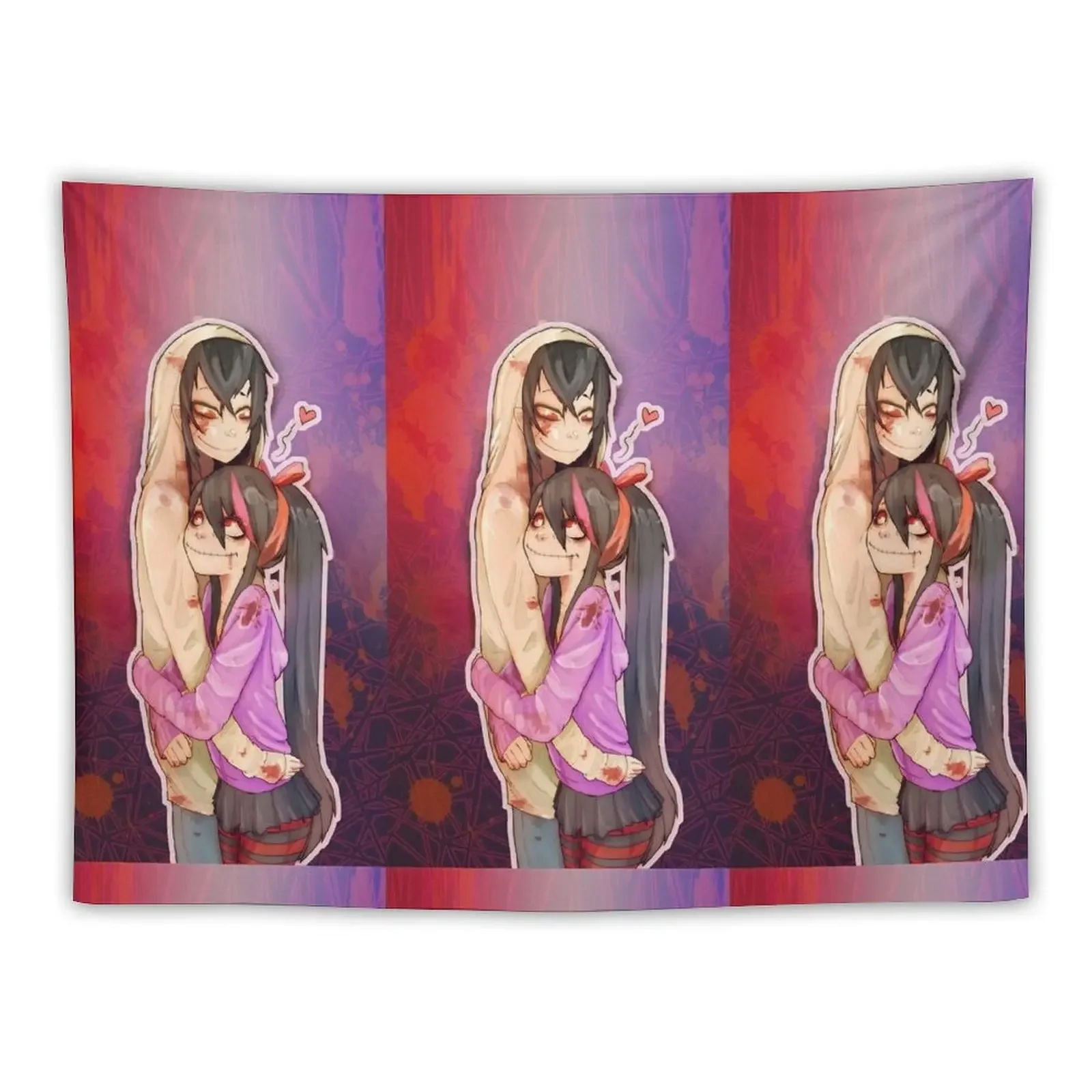 Creepypasta: Jeff the killer andNina the killer Tapestry Wall Hanging Wall House Decorations Tapestry