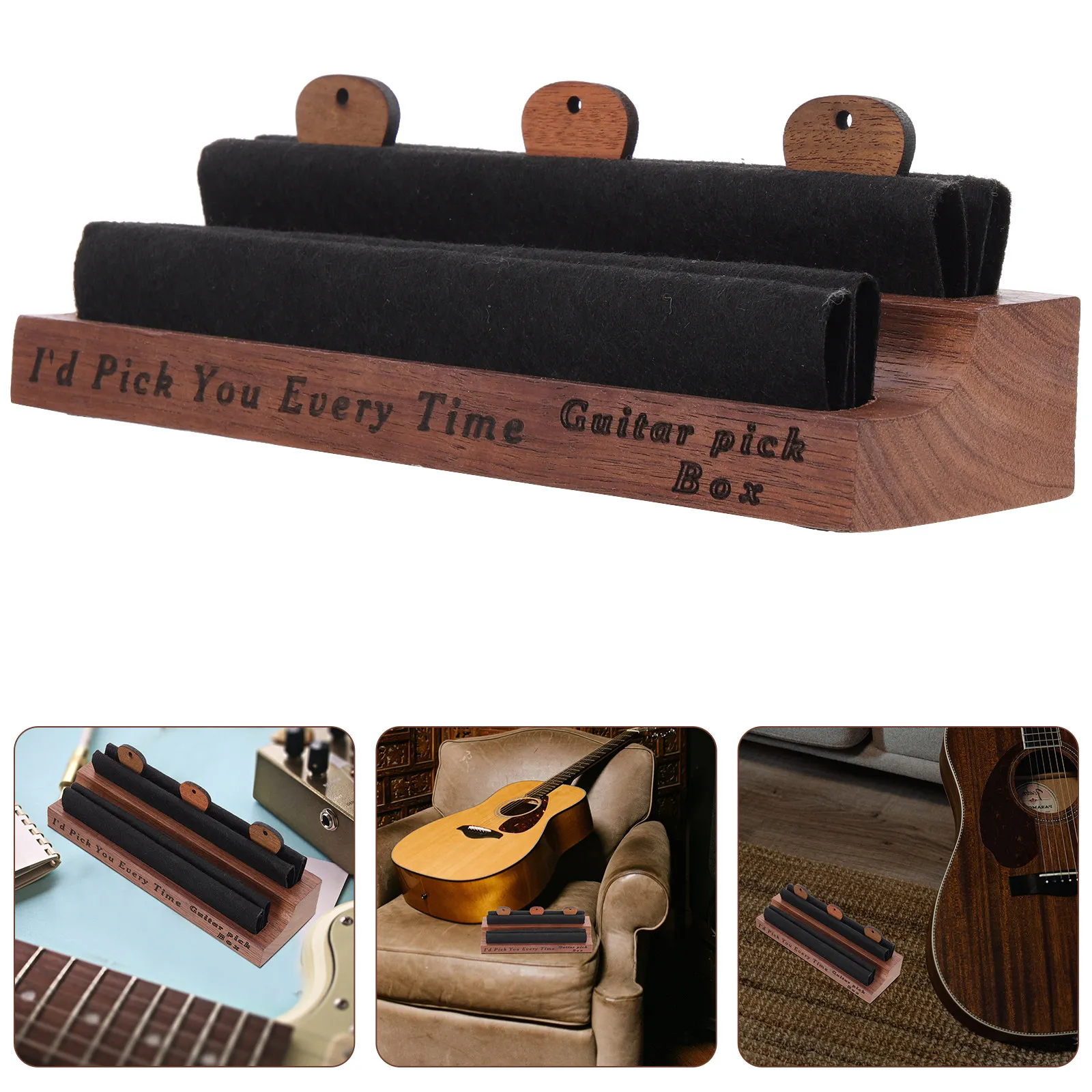 

1 комплект деревянных органайзеров для хранения гитар, контейнер для медиаторов для электрогитары и фолк-гитары, портативный держатель для медиаторов, натуральный цвет
