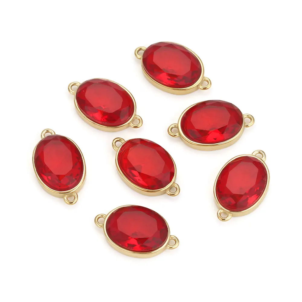4pcs Glass Crystal Stainless Steel Connectors Charms For Jewelry Making DIY Double Hole Connection For Bracelets Pendants