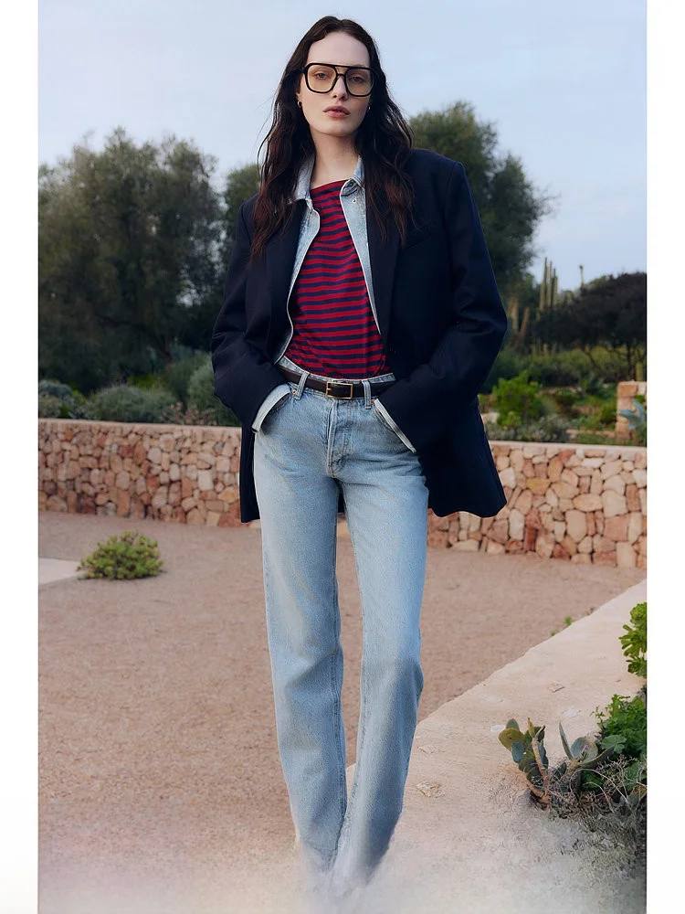 

High Waist Straight Leg Jeans for Women Spring Season H&M Long Pants Denim High Waist Straight Tube Jeans Women Premium Jeans