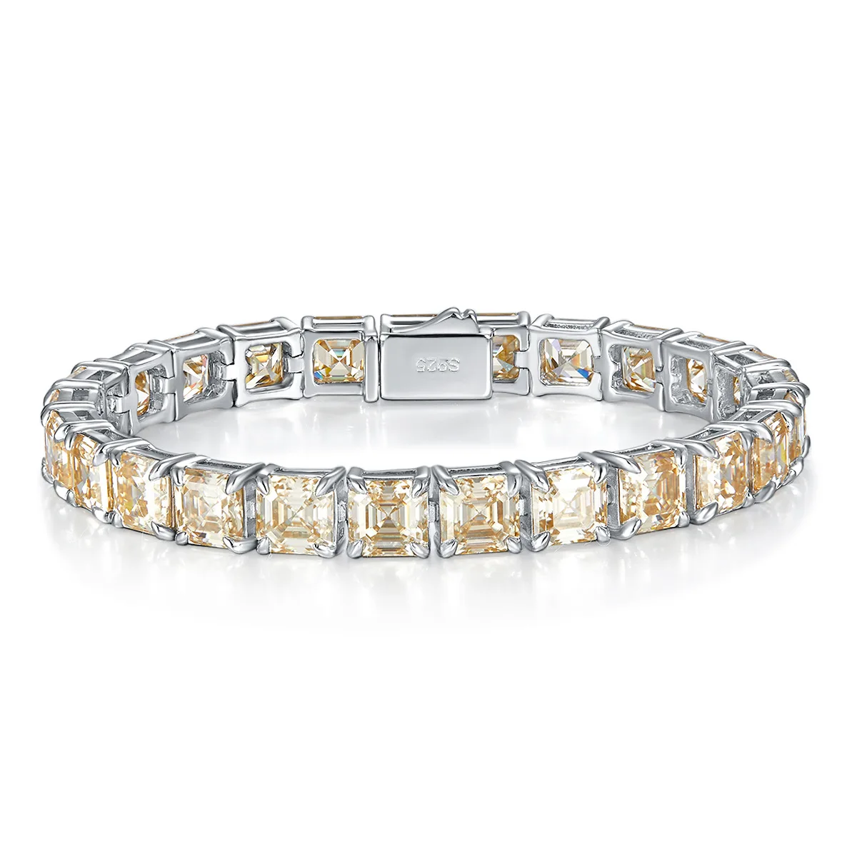 

N Hip Hop Style 5.5mm Champagne Color Pagoda Cut Primary Color Mozzarella Diamond Bracelet Men And Women The Same Style