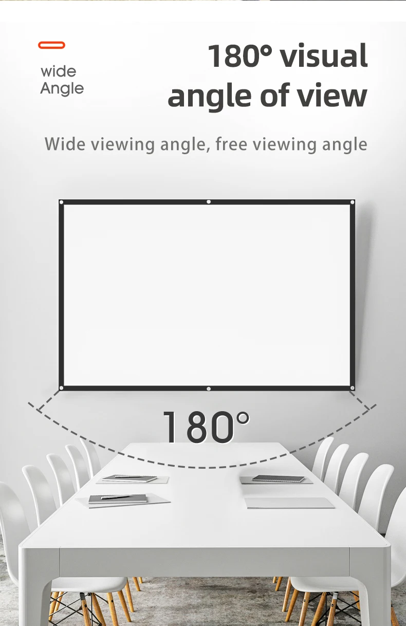 VEIDADZ Projector Screen White Less Creases 60-200 inch Soft High Density Portable Foldable Projection Screen for Outdoor Movie