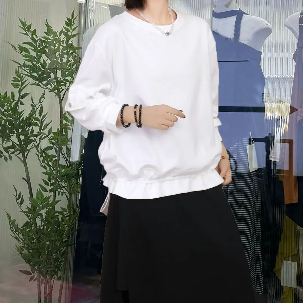 

Осенняя новая простая стильная женская толстовка с капюшоном и карманами на шнурке, пуловер с длинными рукавами