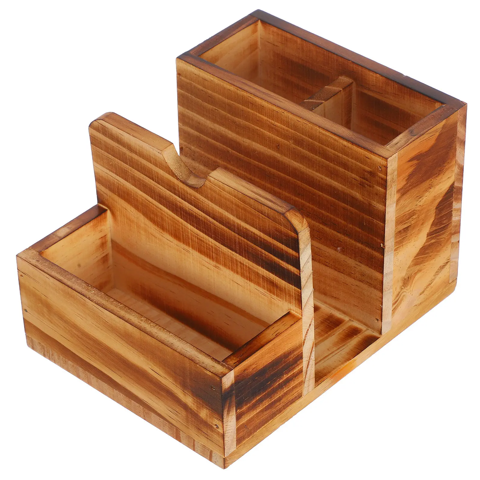 Wooden Kitchen Utensil Storage Organizer Holder Multifunctional Cutlery Spice Jar Napkin Holder Dispenser Case