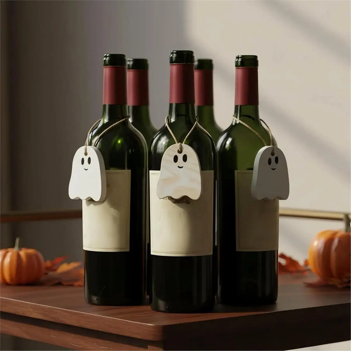 60 Pcs Wooden Ghost Embellishments for Halloween Crafts and Scrapbooking for Painting,Party Favors,Gift Wrap,Home Decor