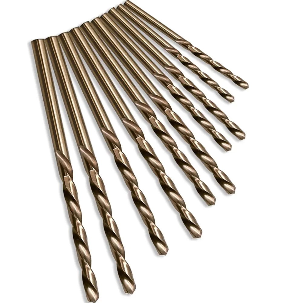 10Pc 1-3mm M35 Titanium Coated Cobalt Drill Bits HSS High Speed Steel Drill Bits Set Tool Multi Function Metal Drills Power Tool