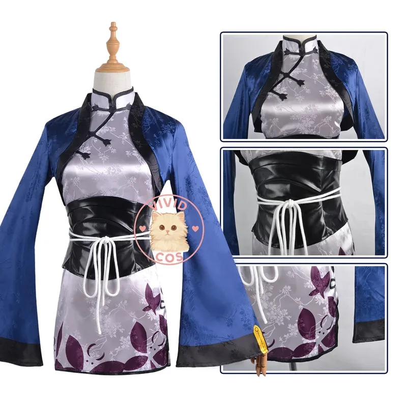 Kostum Cosplay Qipao Kucing Berambut Biru Ciel Phantomhive Butler Anime PGEM Assertive Set Lengkap Pakaian Wanita Jo