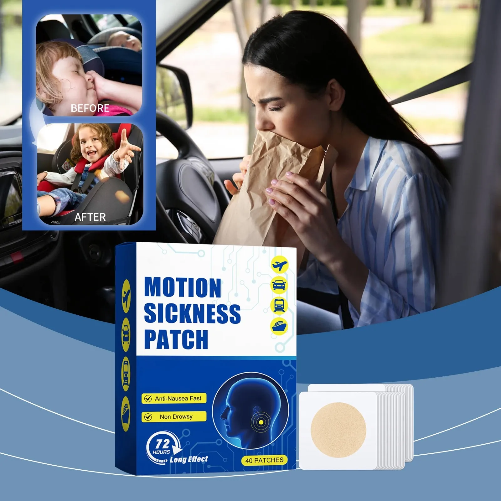 40pcs Of Motion Sickness Dizziness Patches And Seasickness Patches No Side Effects Suitable For Traveling By Car Ship Airplane