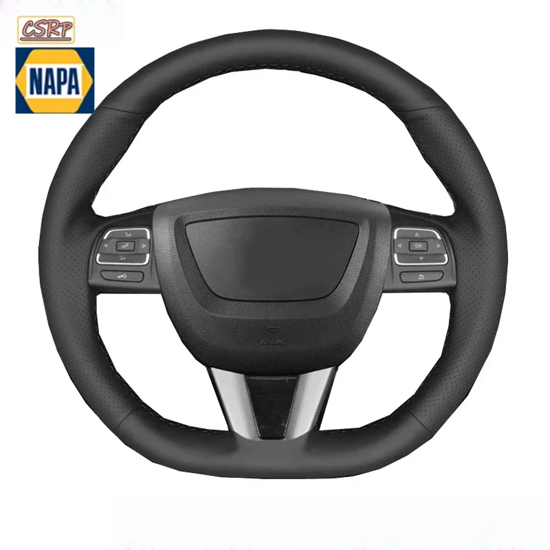 Funda Cosida a Mano para Volante de Auto, Compatible con Seat Leon (FR) | CUPRA) MK2 1P 2009-2011 2012 Trenzado en el volante