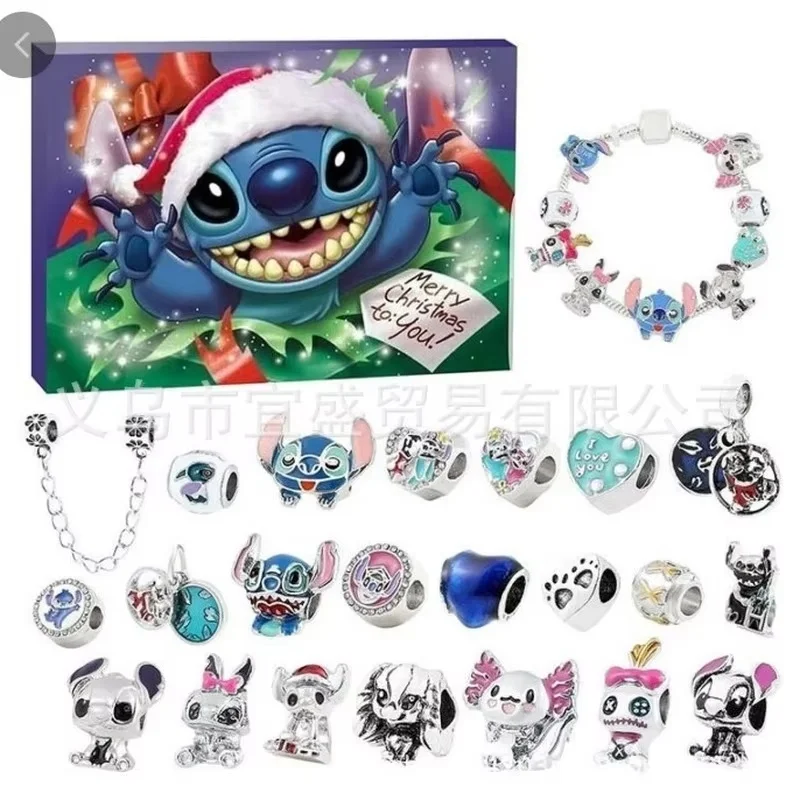 Stitch Mickey Mouse Kerst Countdown 24-kalender Advent Surprise Blind Box DIY Creatieve armband Sieraden Decoratie