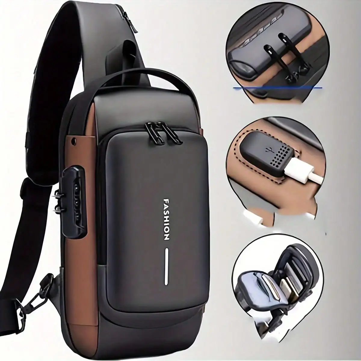 

Men's Anti-Theft Combination Lock Chest Bag Oxford Fabric for Motorcycle Sports Outdoor
