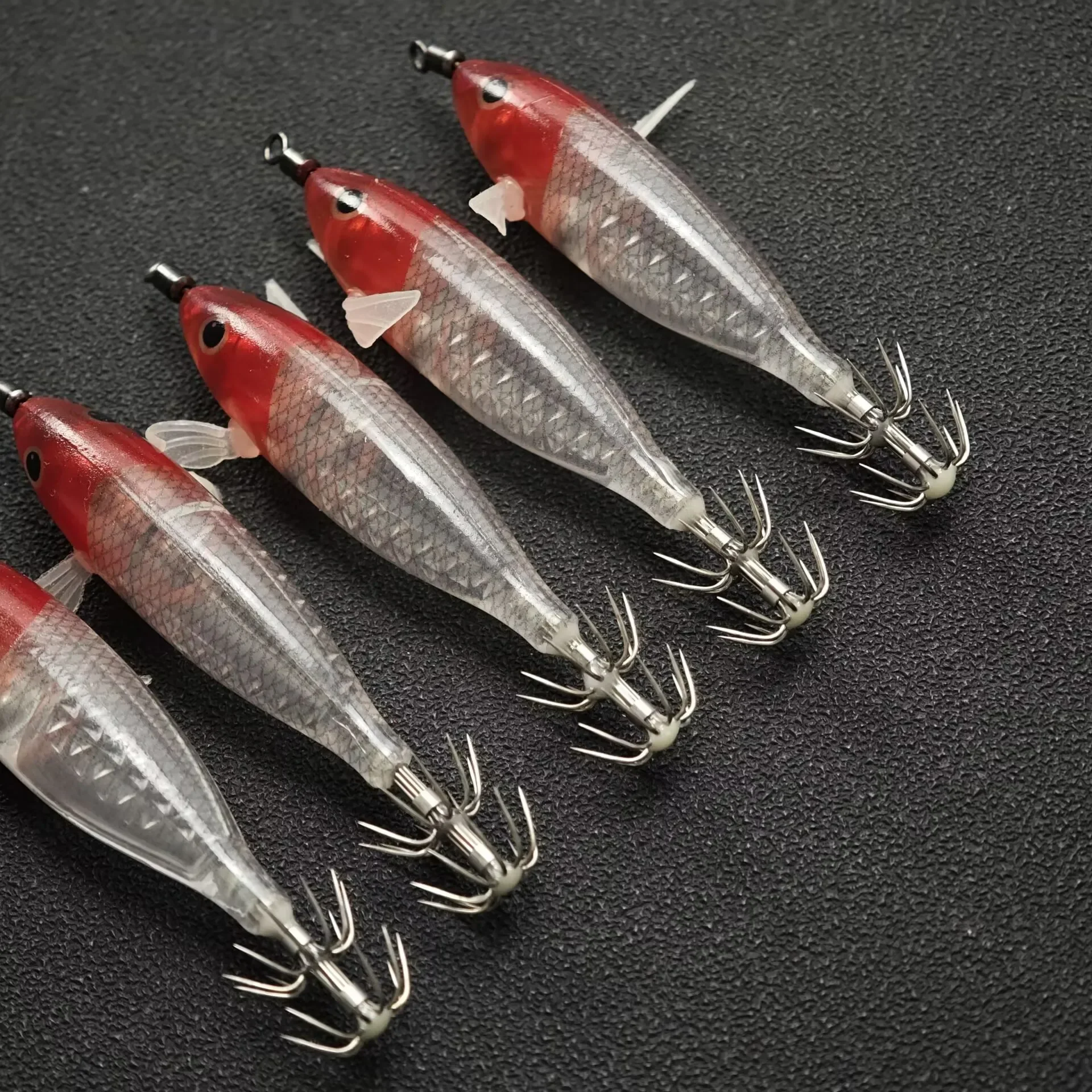 22 Stück/Set 8cm/5,7g Leuchtende Garnelen-Kalmar-Jig-Haken Angelköder Oktopus-Köder Meeresangelzubehör Künstlicher Köder – Detail 2