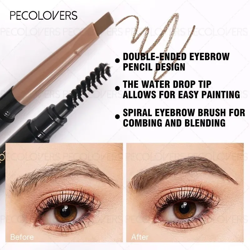 2pcs 검은 양방향 눈썹 연필, 필러 눈썹 연필, 방수 및 땀 방지, 눈썹 연필 눈썹 화장품