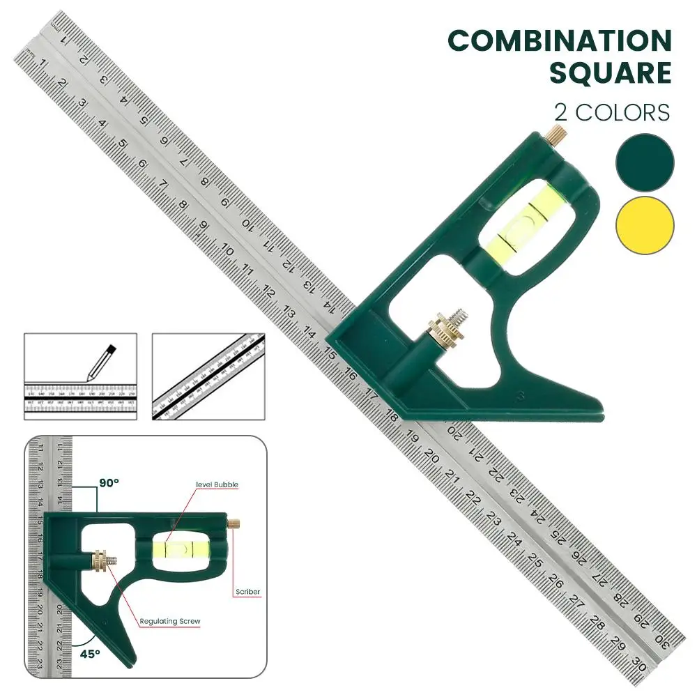 300mm Adjustable Combination Square Angle Ruler Diy Precise Woodworking Ruler Carpenter Tools Stainless Steel Measuring Tools
