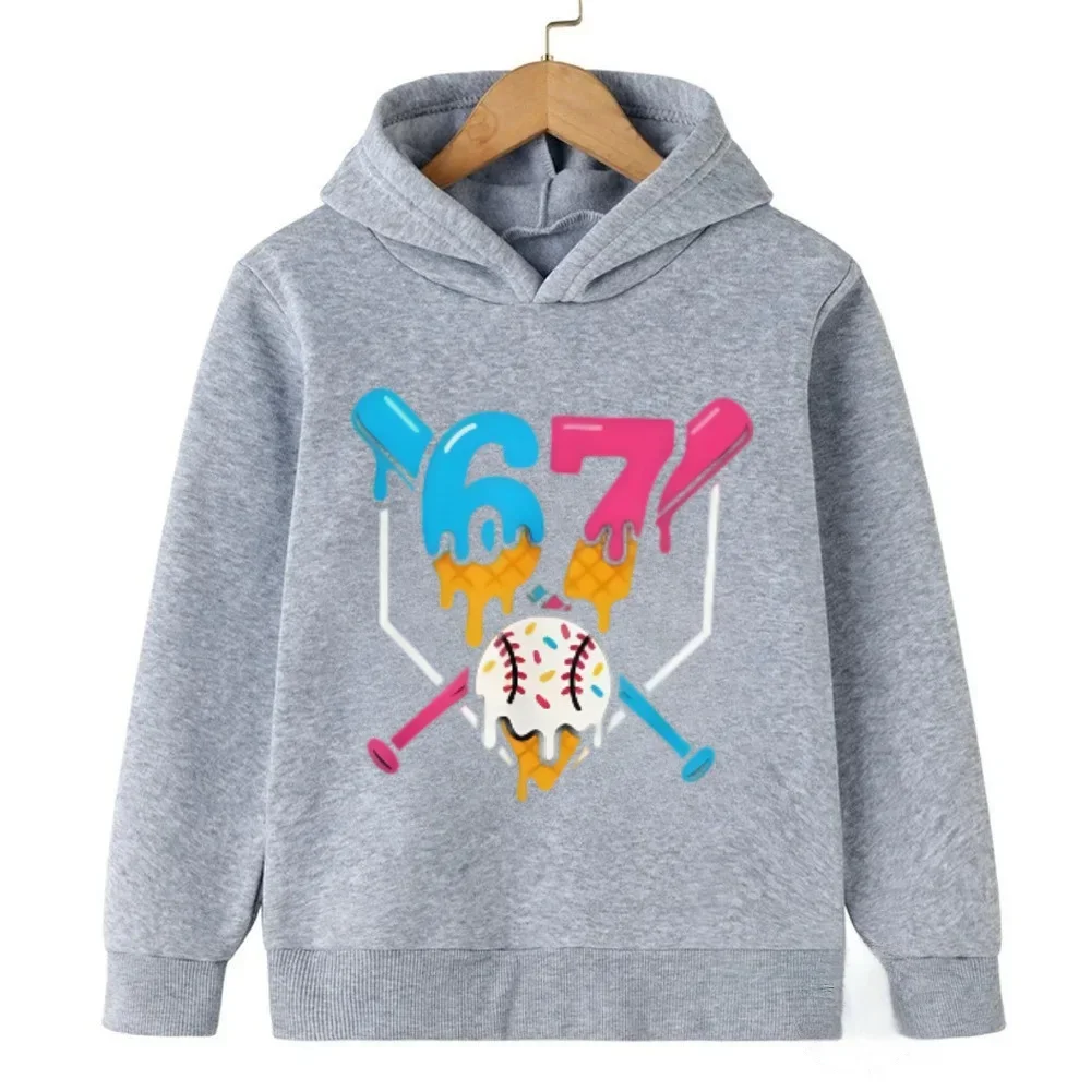67 Grin Gang Hoodie: Kid's Cozy Star - Six's Cheerful Grin Seven's Sparkle، نسيج أزرق ناعم، كارتون رائع. مثالية لتاريخ اللعب #2