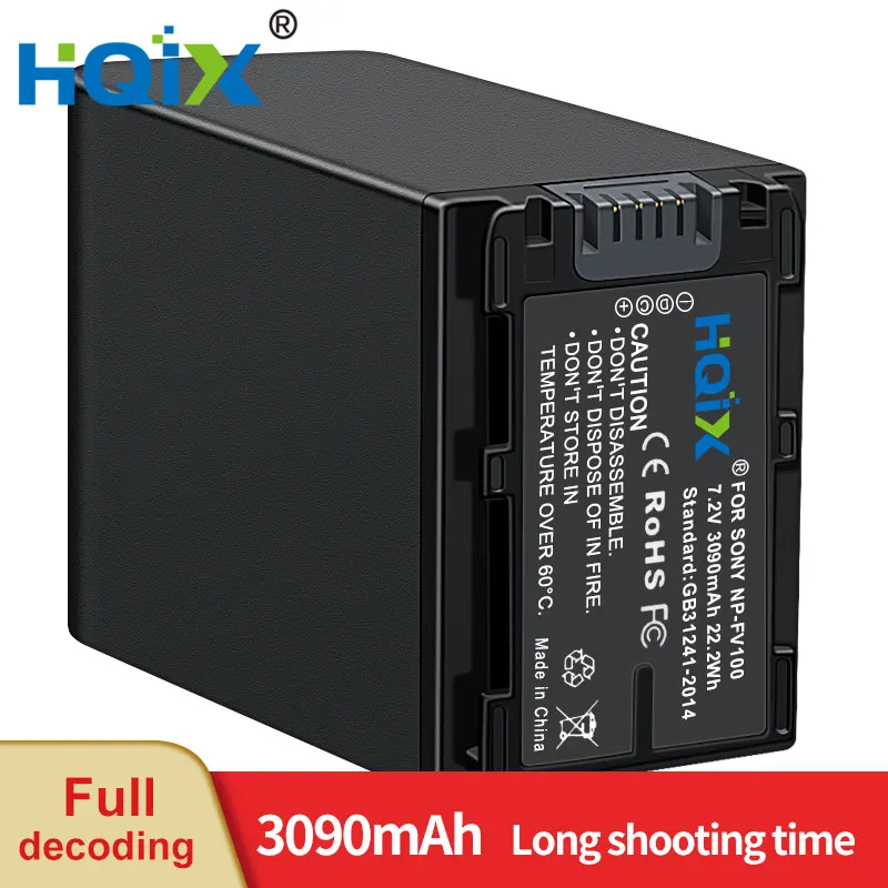HQIX for Sony DEV-30  DEV-50 FDR-AXP55 AX30 AX700  AXP35 AX100E AX60 AX40 HXR-NX80 Camera NP-FV100 USB Charger Battery