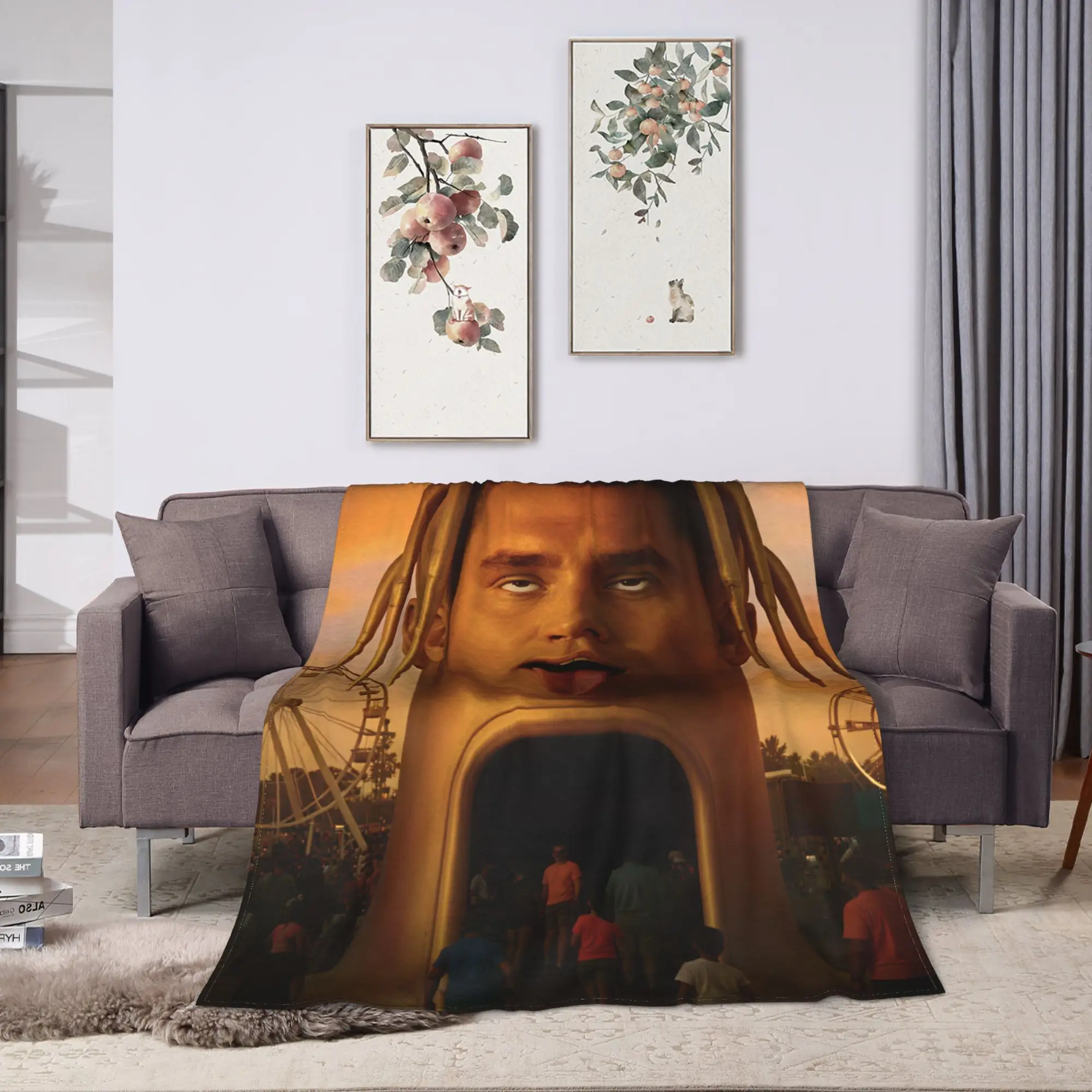Charlie Kirk Giant Face Carnival Meme Blanket Child Flannel Throw Blanket For Outdoor Super Soft Custom Quality Bedspread Gift