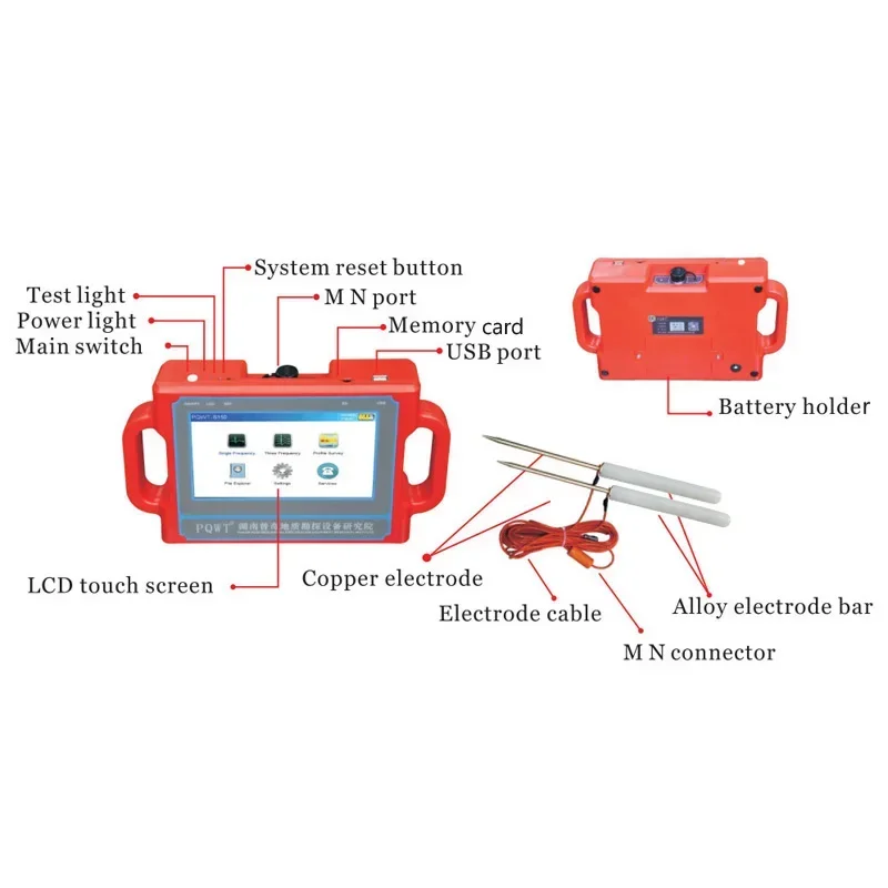 

PQWT S150 Resistivity Meter Borehole Water Survey Equip Underground Water Detector 150m
