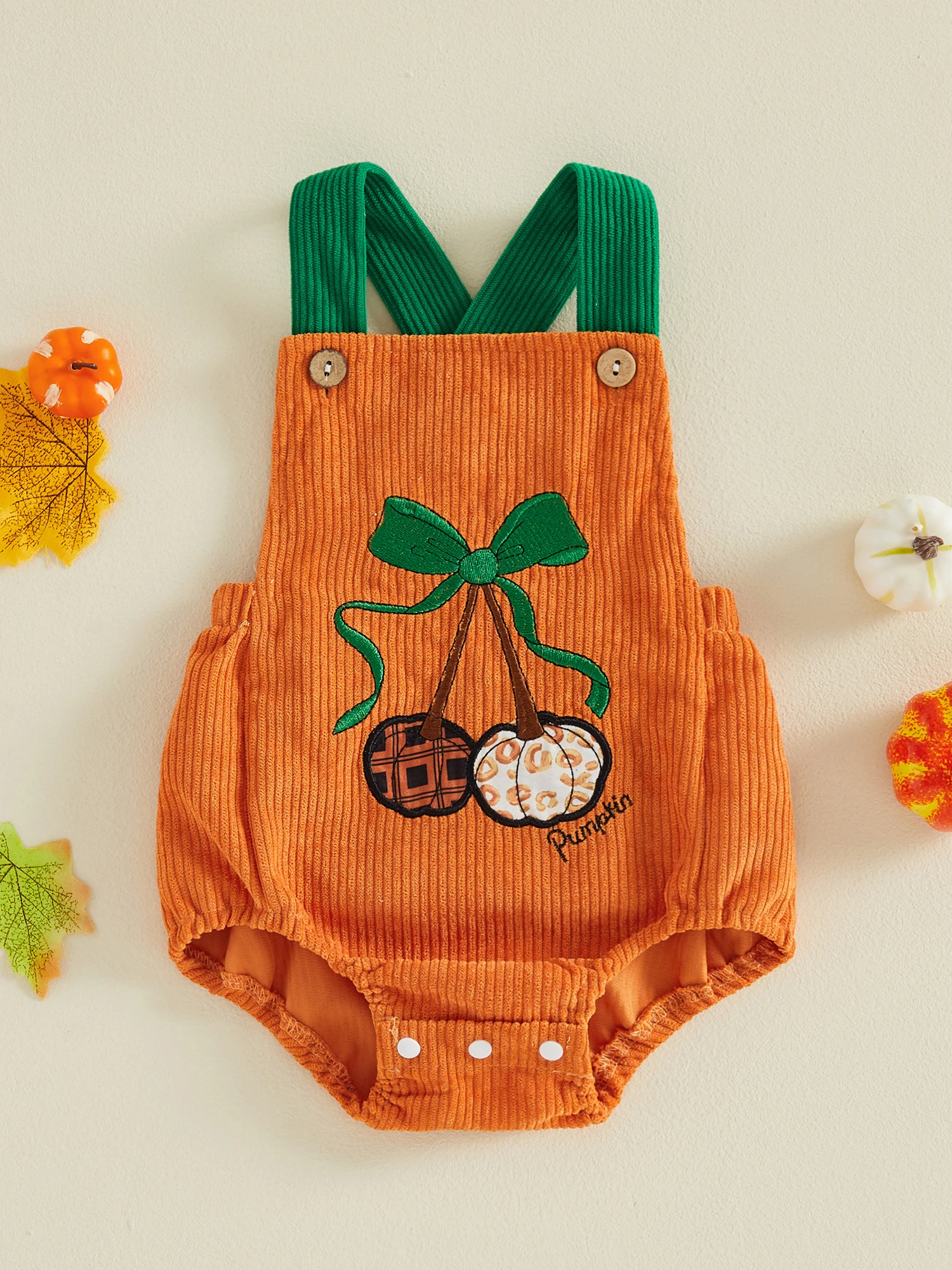 Corduroy-Romper Cross Bodysuit Back Cross Bodysuit Overalls Bow Neck Back Romper Square Overalls Baby Halloween Corduroy