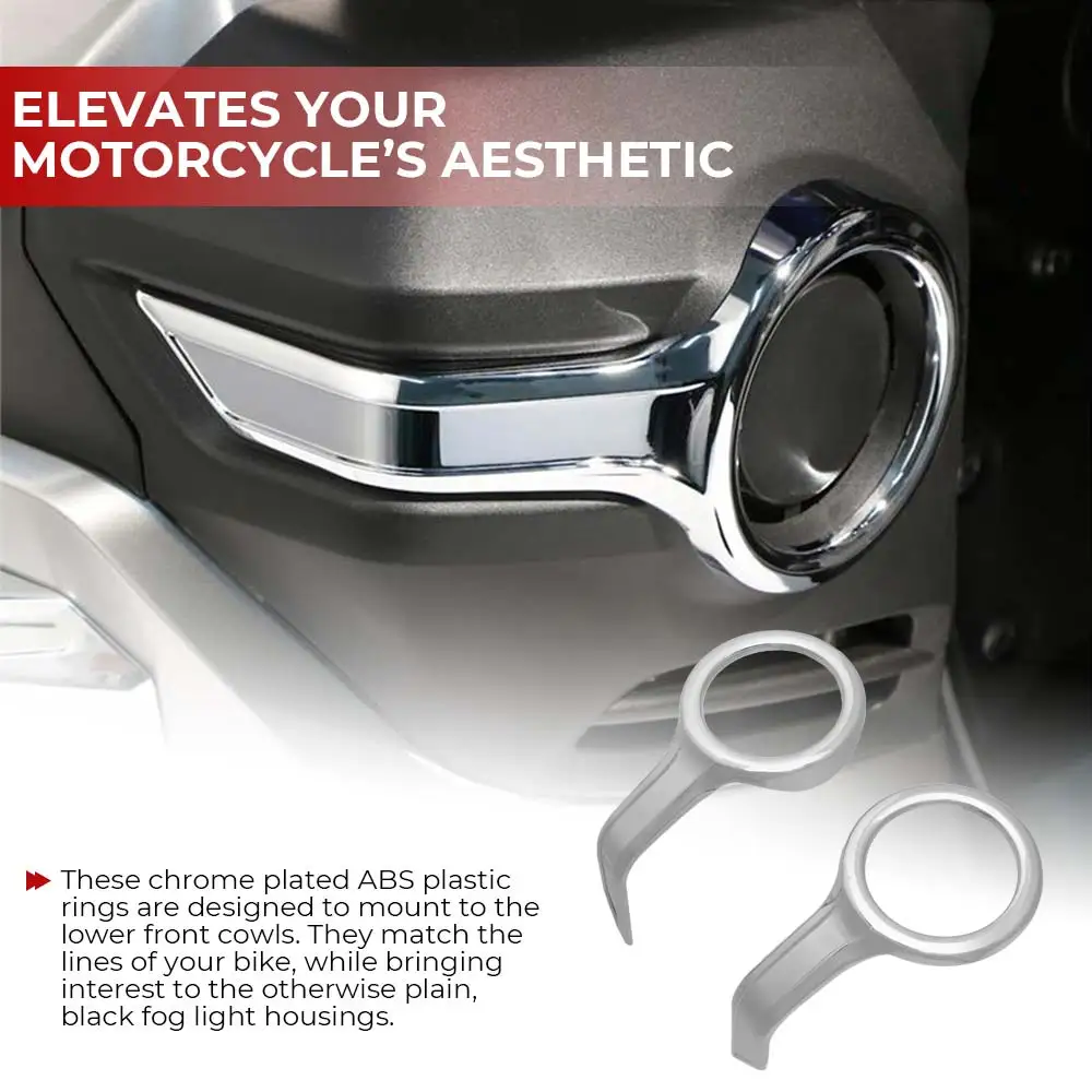 For Honda Gold Wing GL 1800 Goldwing Tour 2018-2021 Motorcycle Accessories Chrome Fog Light Trim Rings ABS Plastic