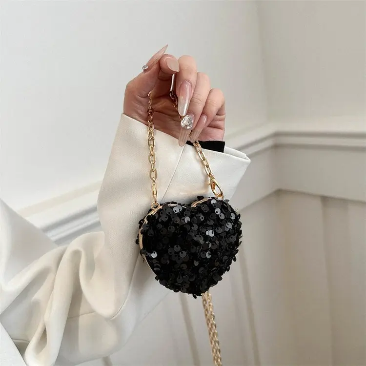 

Love Heart Fashion Single Shoulder Bag Sequins Slanted Cross-body Evening Bag