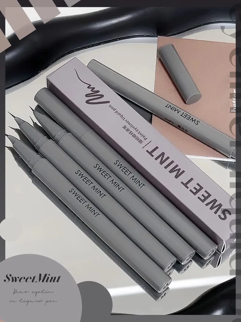 Gebogener Eyeliner-Stift, ultrafein, schnell trocknend, flüssiger Eyeliner, einfach aufzutragen, Lying-Silkworm-Stift, Schwarzbraun, für die unteren Wimpern, Augen-Make-up – Detail 1