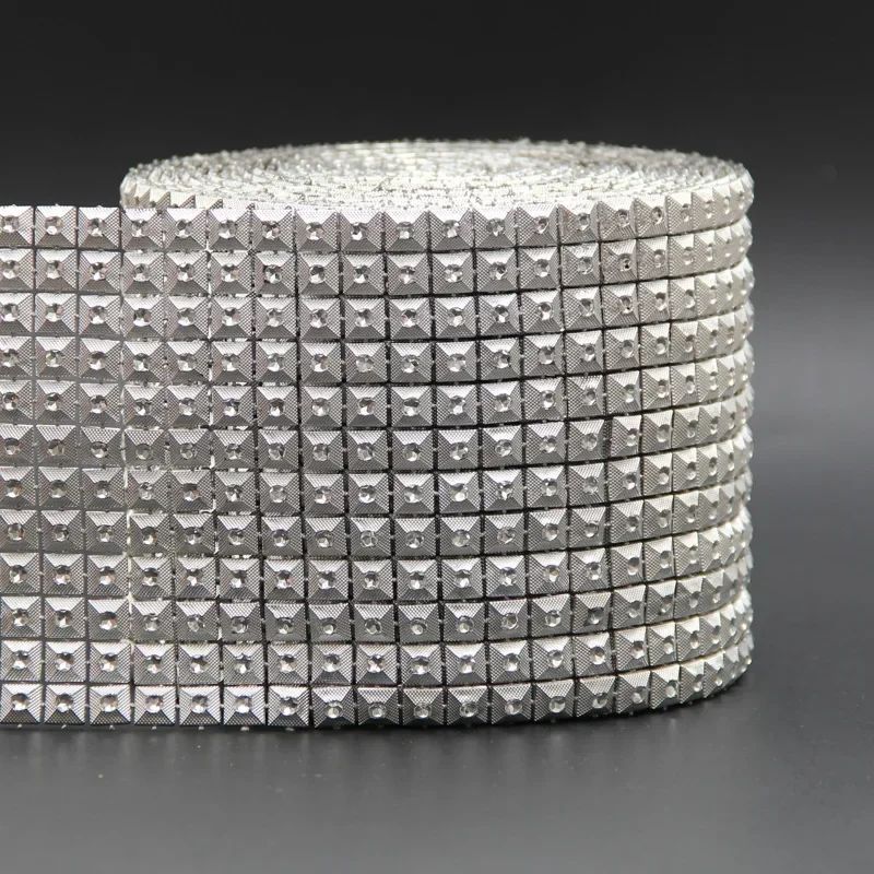 1 Yard Square Mesh Drill Sparkling Diamond Mesh Wrap Rhinestone Ribbon DIY Wedding Party Decoration