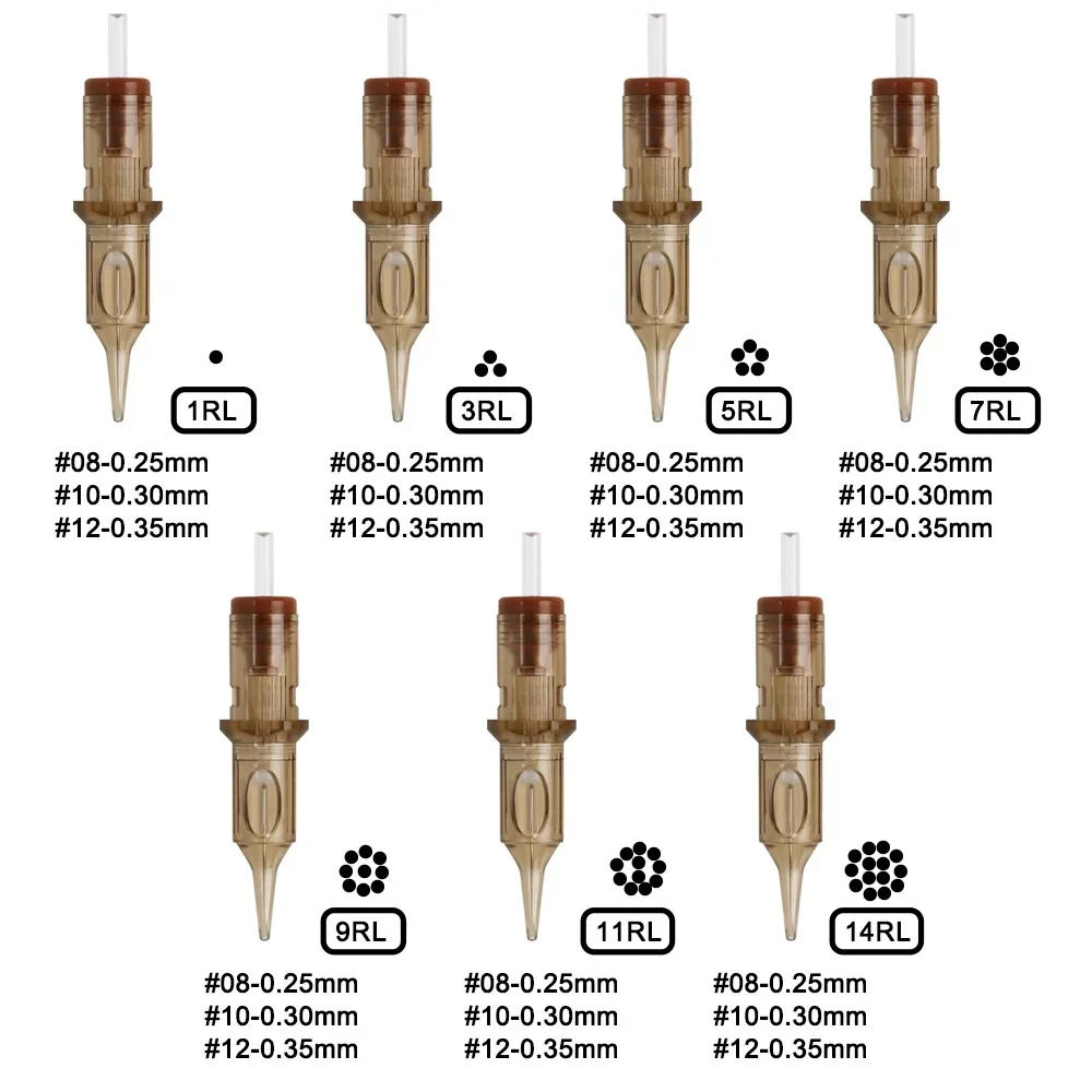 

10 шт. профессиональные иглы для тату-картриджей с мембранными картриджами, одноразовые очень тонкие иглы для татуировок 0,25 мм/0,3 мм/0,35 мм