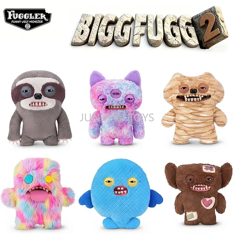Original Fuggler 18 in BIGG FUGG 2 Animal Plush Toy Soft Stuffed Sloth Alien Rainbow Teeth Monster Collectible Kid Birthday Gift