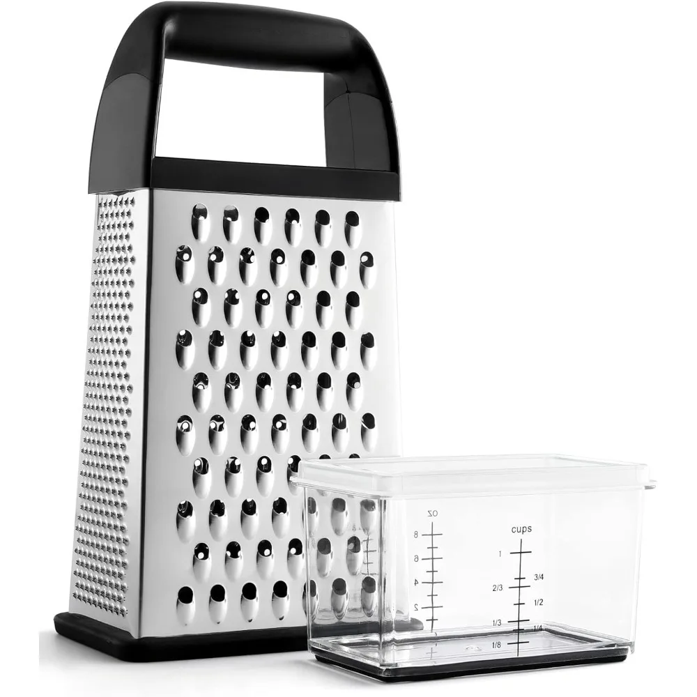 

Cheese Grater With Container Box Grater Stainless Steel Graters for Kitchen Cheese Shredder Parmesan Shredder Kitchen Gadgets Ki