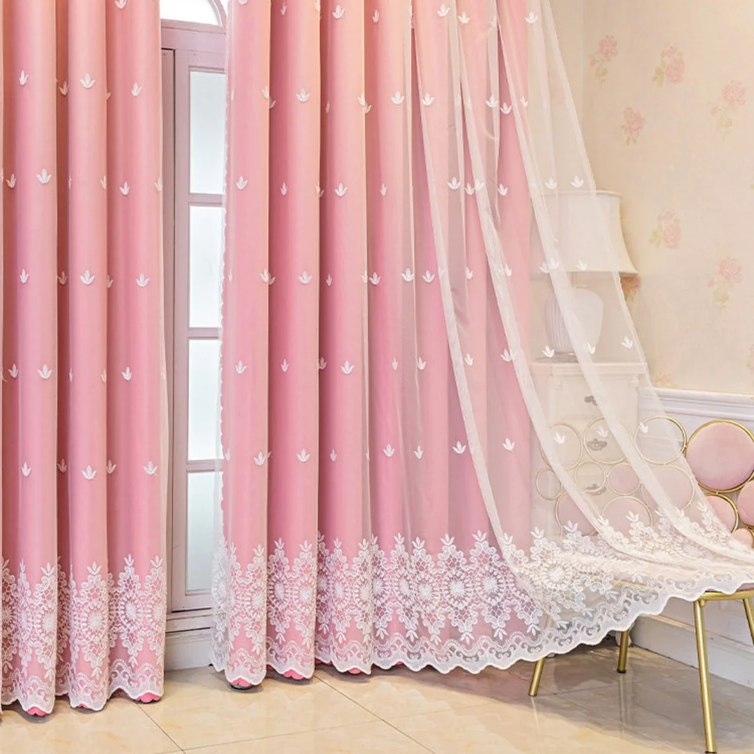 1PC Double Layer Curtain with Light Blocking and Sheer Fabric, Modern Farmhouse Style, Ideal for Living Room and Bedroom, Embroi