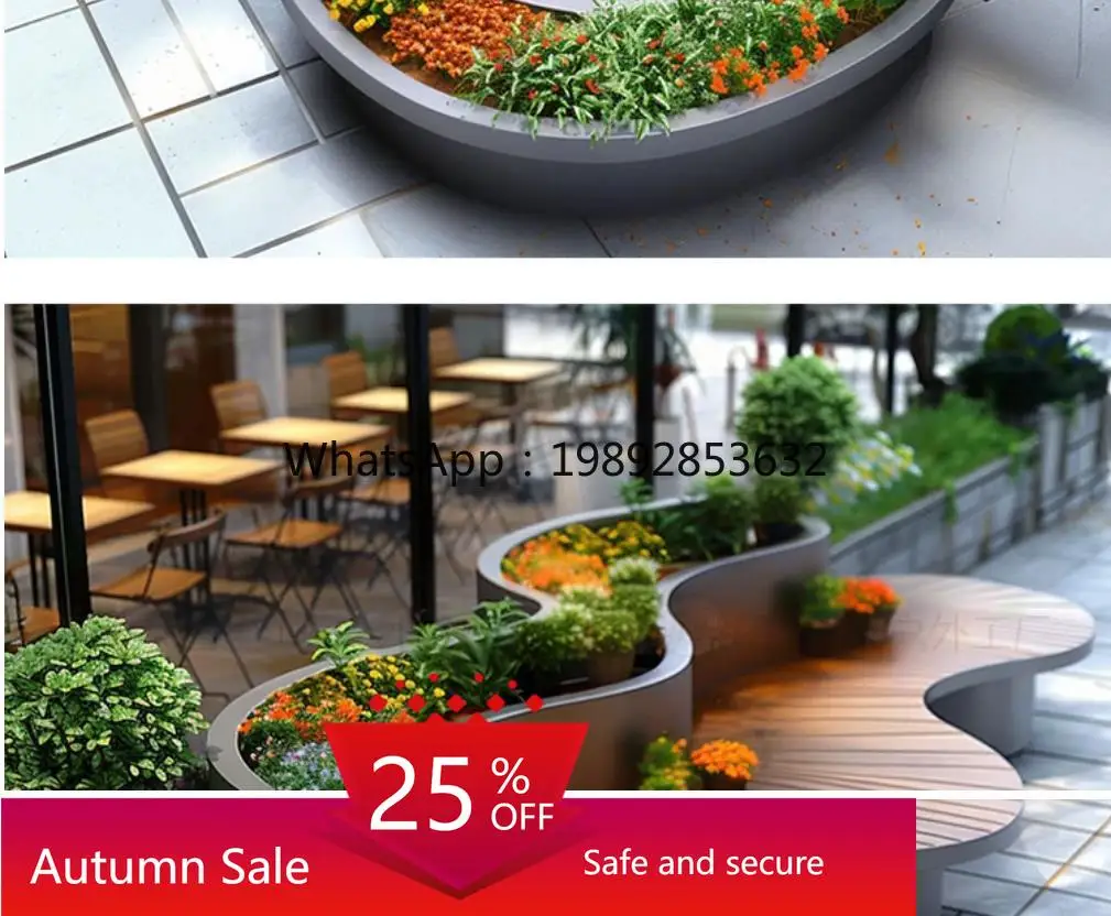 

outdoor villa courtyard flower box seat combination square leisure waiting chair flower slot flower stand combination decor